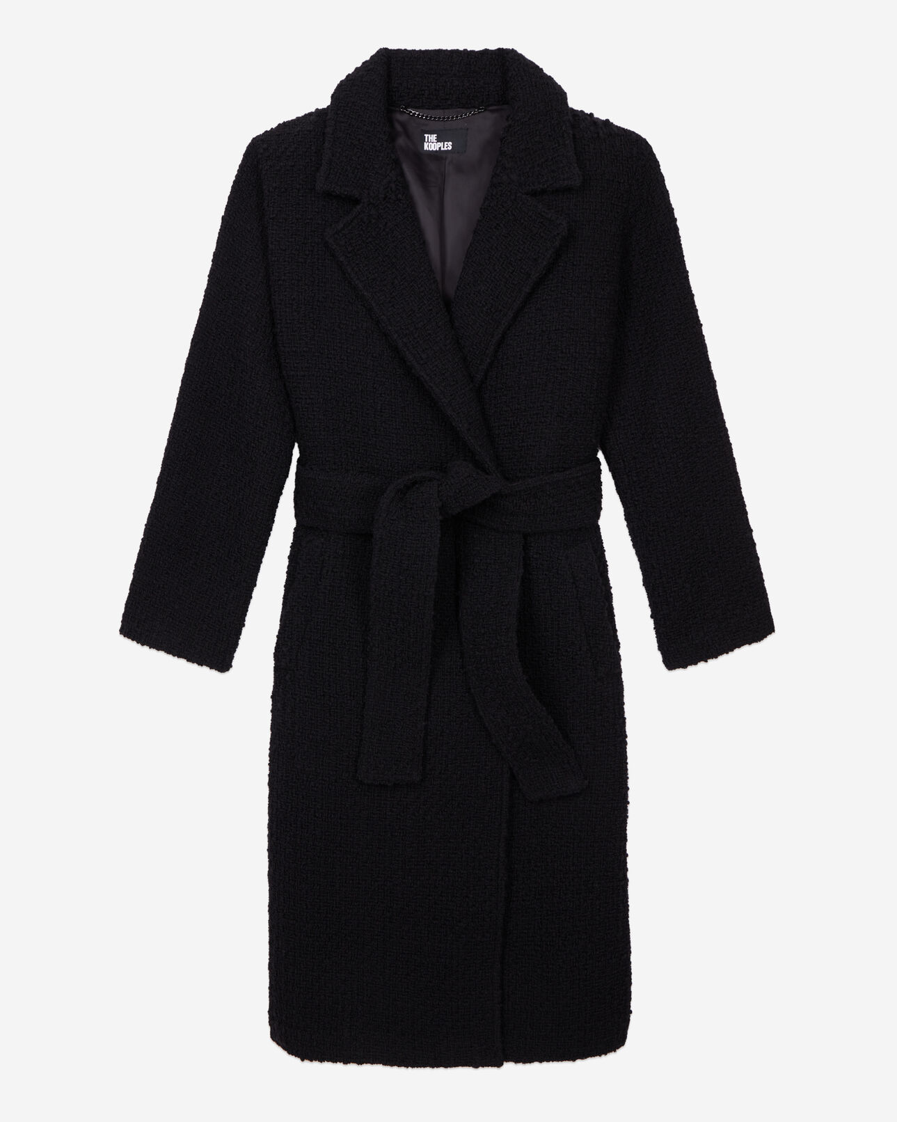 The Kooples FEMME BLACK manteau long noir en tweed