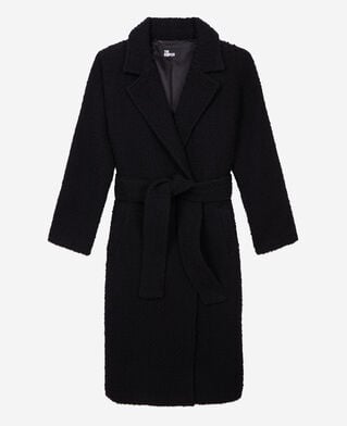 The Kooples FEMME BLACK manteau long noir en tweed
