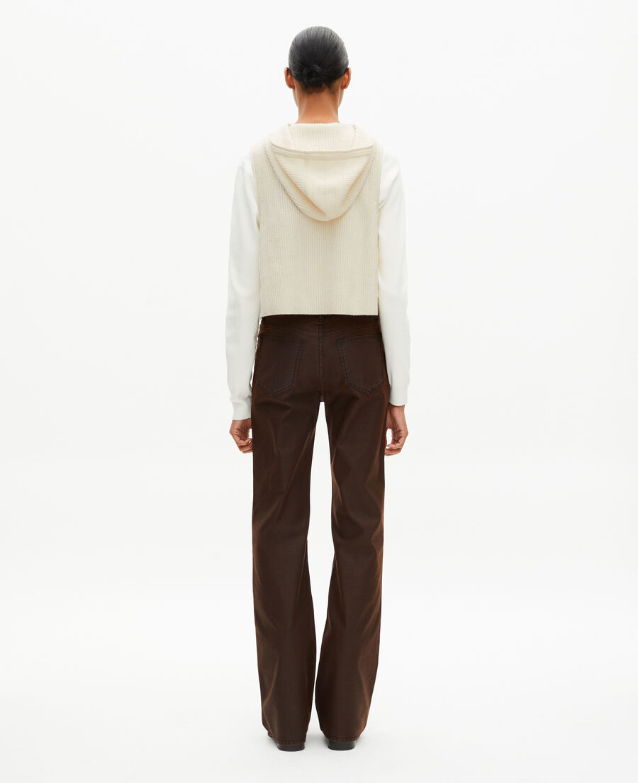 The Kooples FEMME ECRU pull sans manches en laine et coton écru