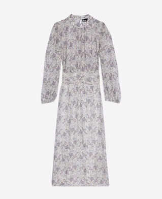 The Kooples F ECRU/MAUVE CHALK long printed dress