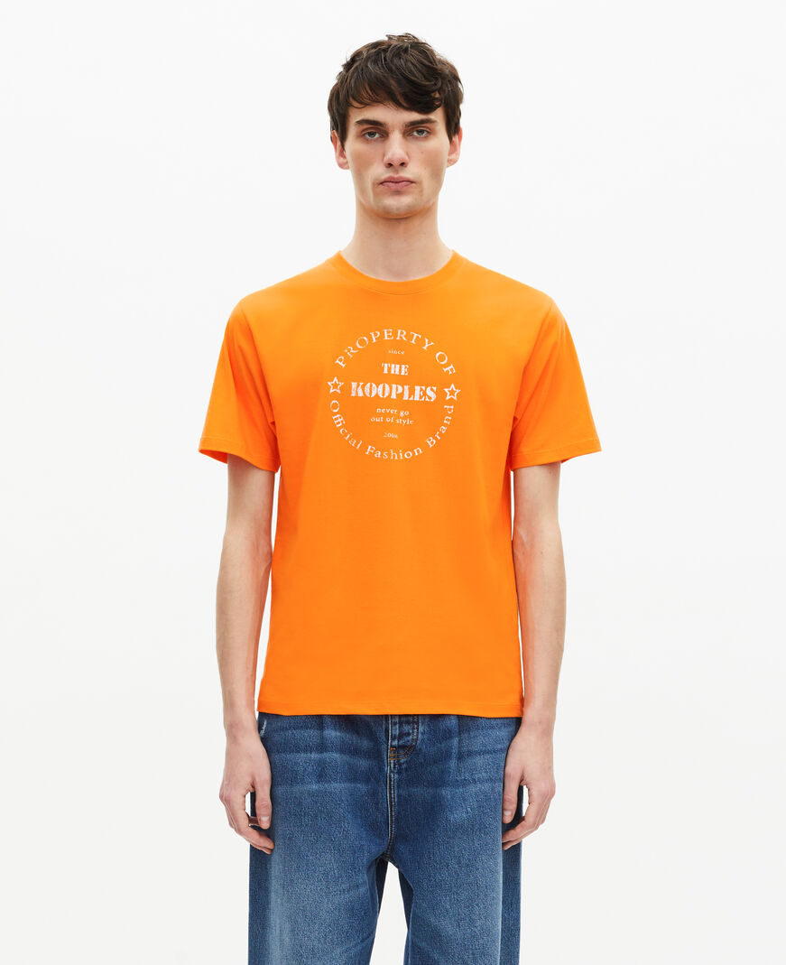 The Kooples H ORANGE t-shirt with orange screen printing