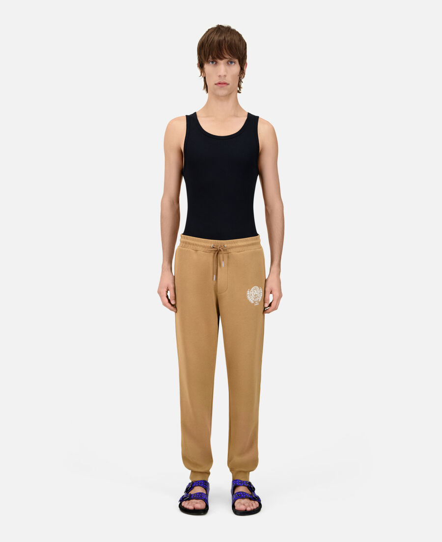The Kooples HERREN LIGHT BROWN camelfarbene jogginghose mit logo