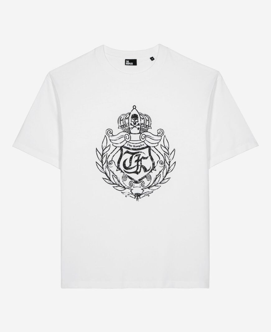 The Kooples HOMME WHITE t-shirt avec sérigraphie blason blanc
