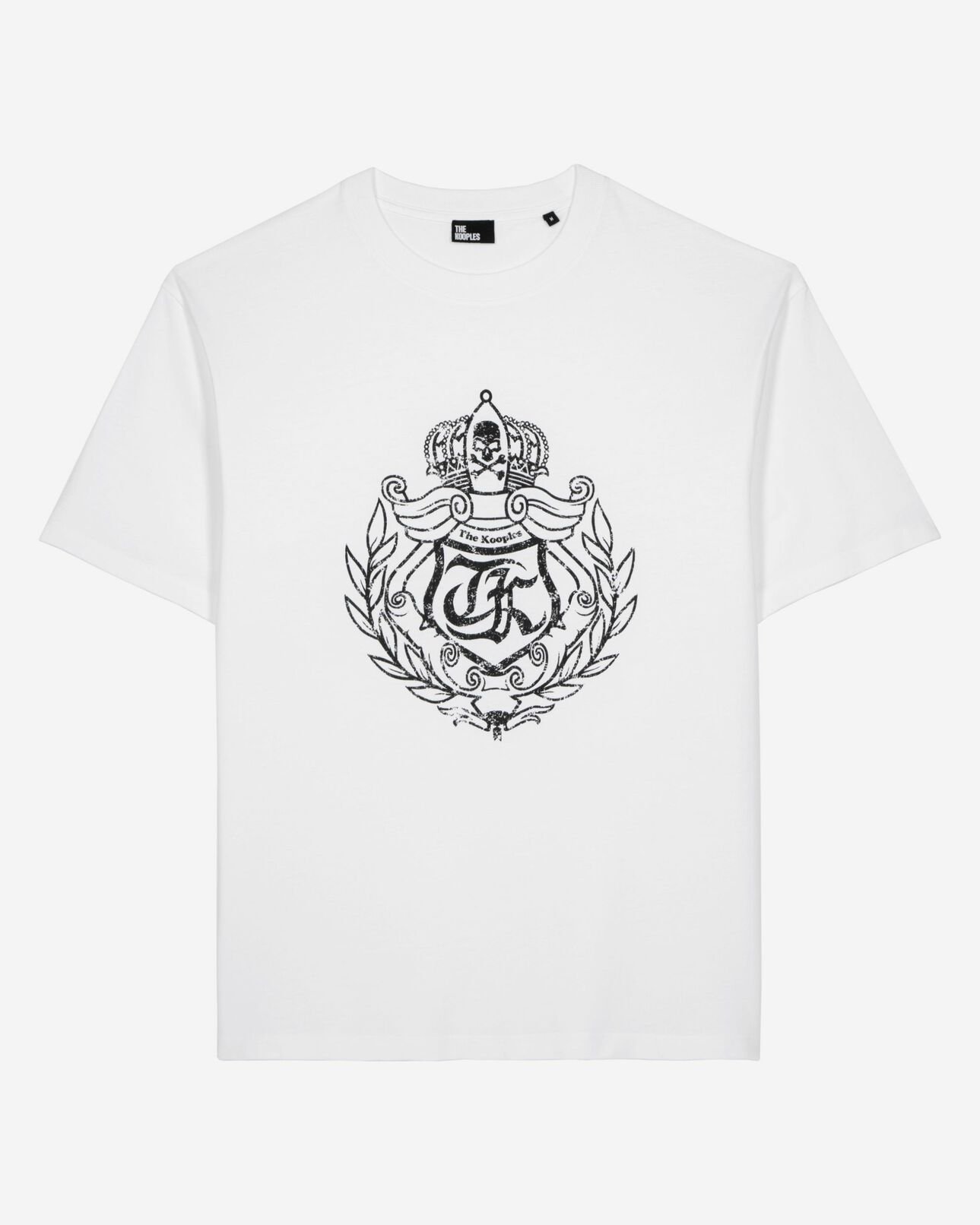 The Kooples HOMME WHITE t-shirt avec sérigraphie blason blanc