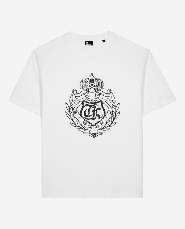 The Kooples HOMME WHITE t-shirt avec sérigraphie blason blanc
