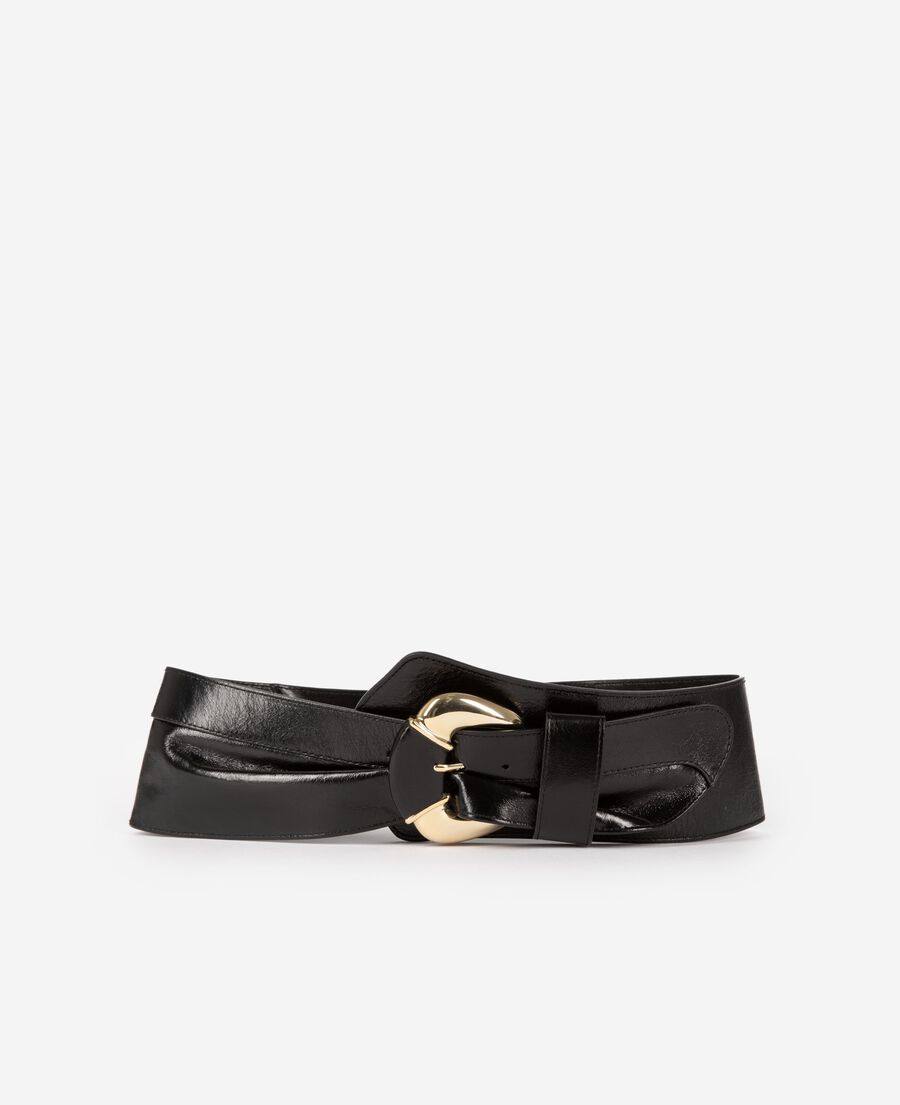 The Kooples WOMEN BLACK wide black leather belt