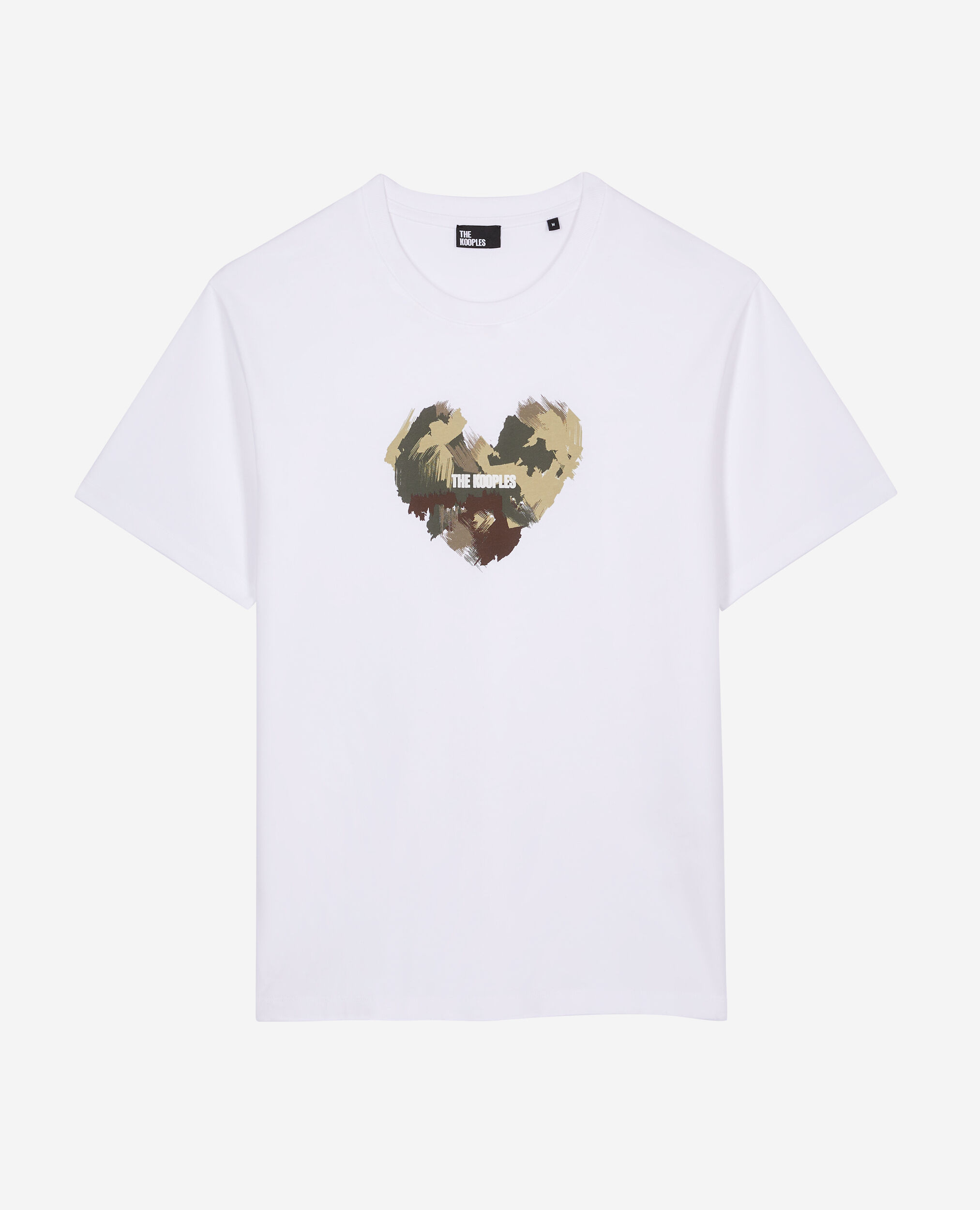 White t-shirt with camo heart serigraphy, WHITE, hi-res image number null