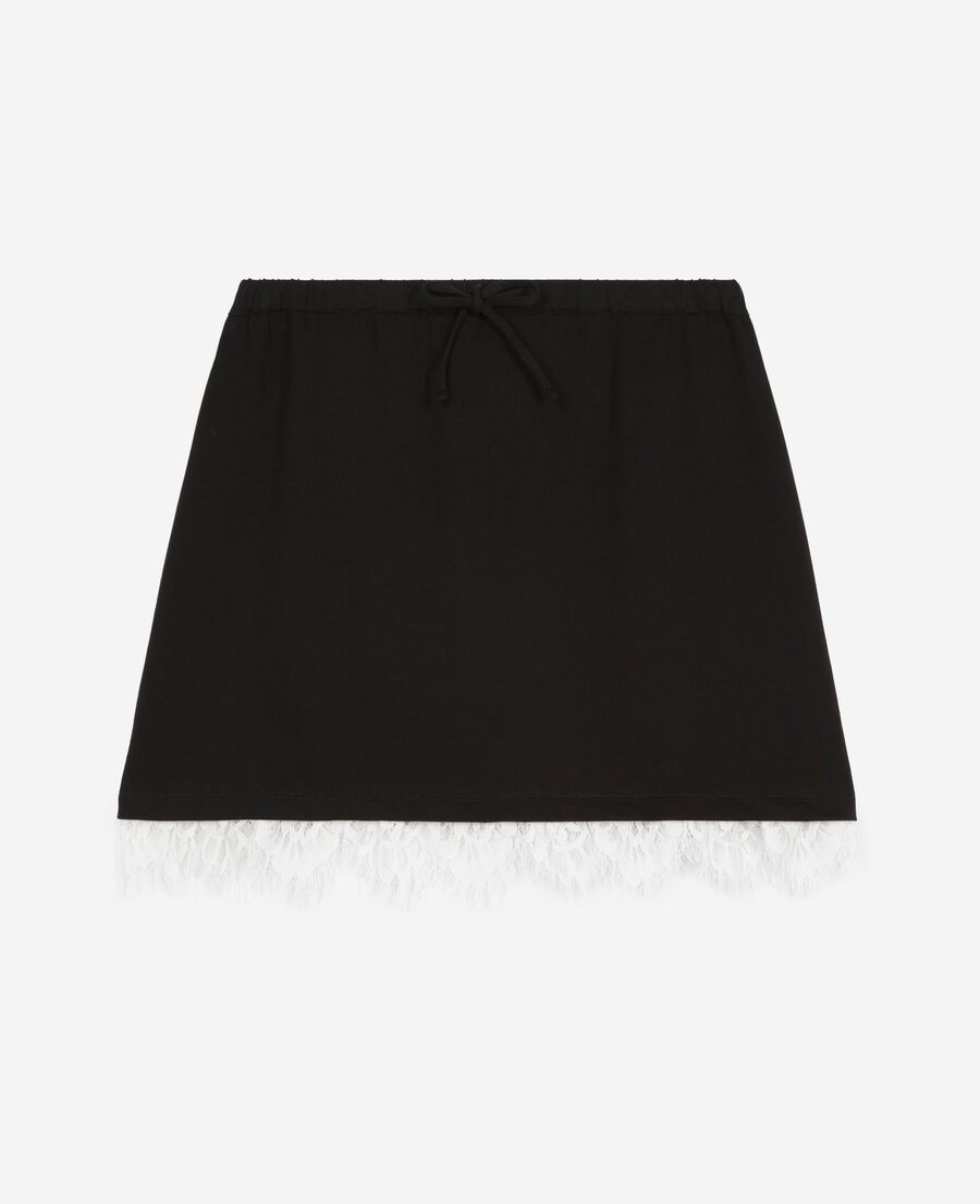 The Kooples WOMEN BLACK short skirt with black lace