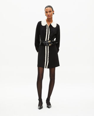The Kooples WOMEN BLACK short black dress with contrasting collar