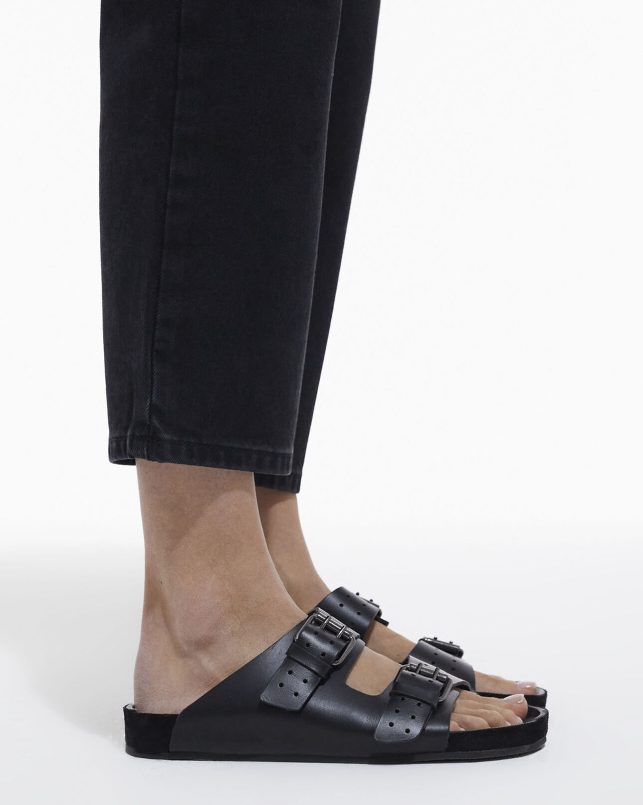 The Kooples WOMEN BLACK black leather sandals