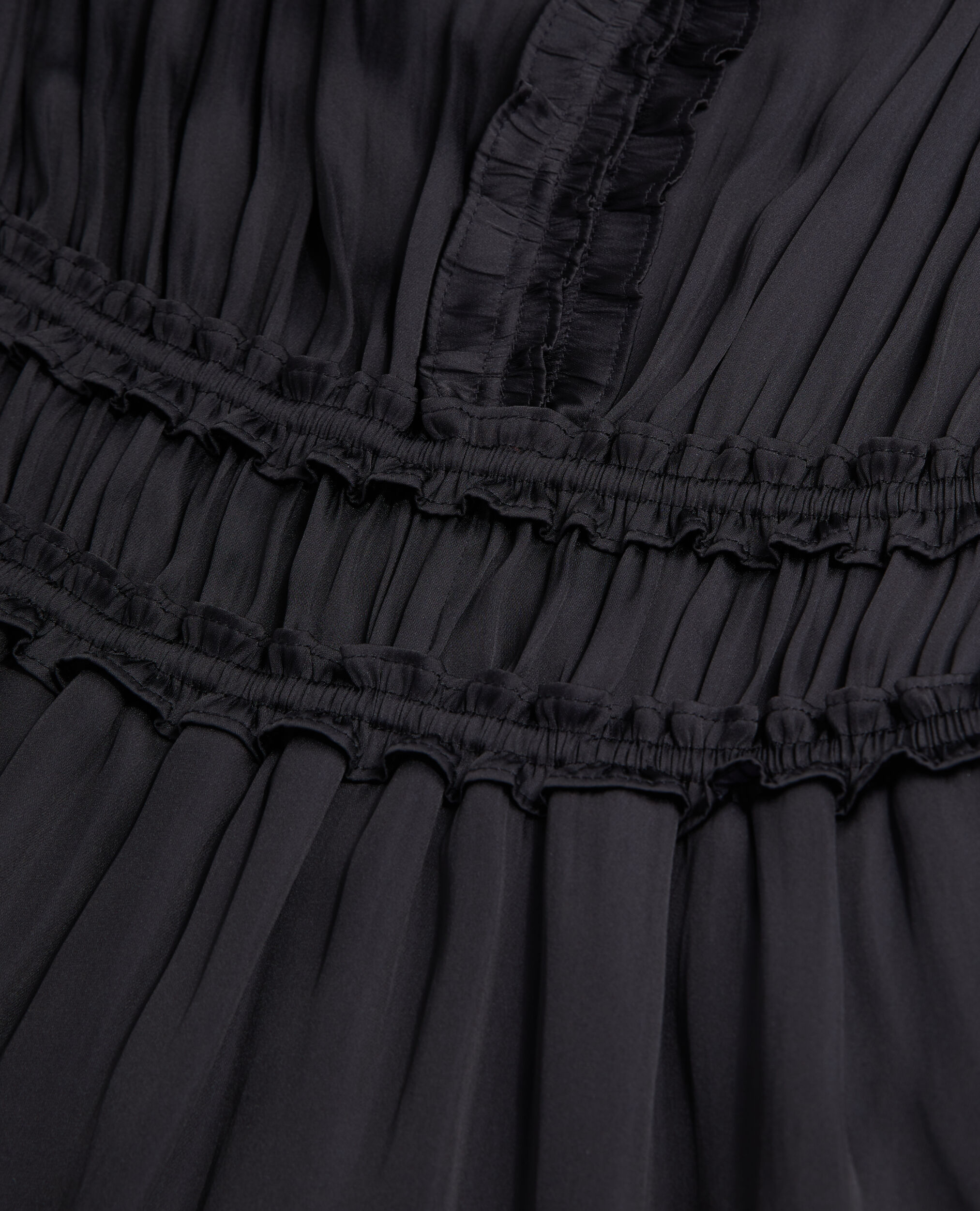 Vestido largo negro fruncidos, BLACK, hi-res image number null
