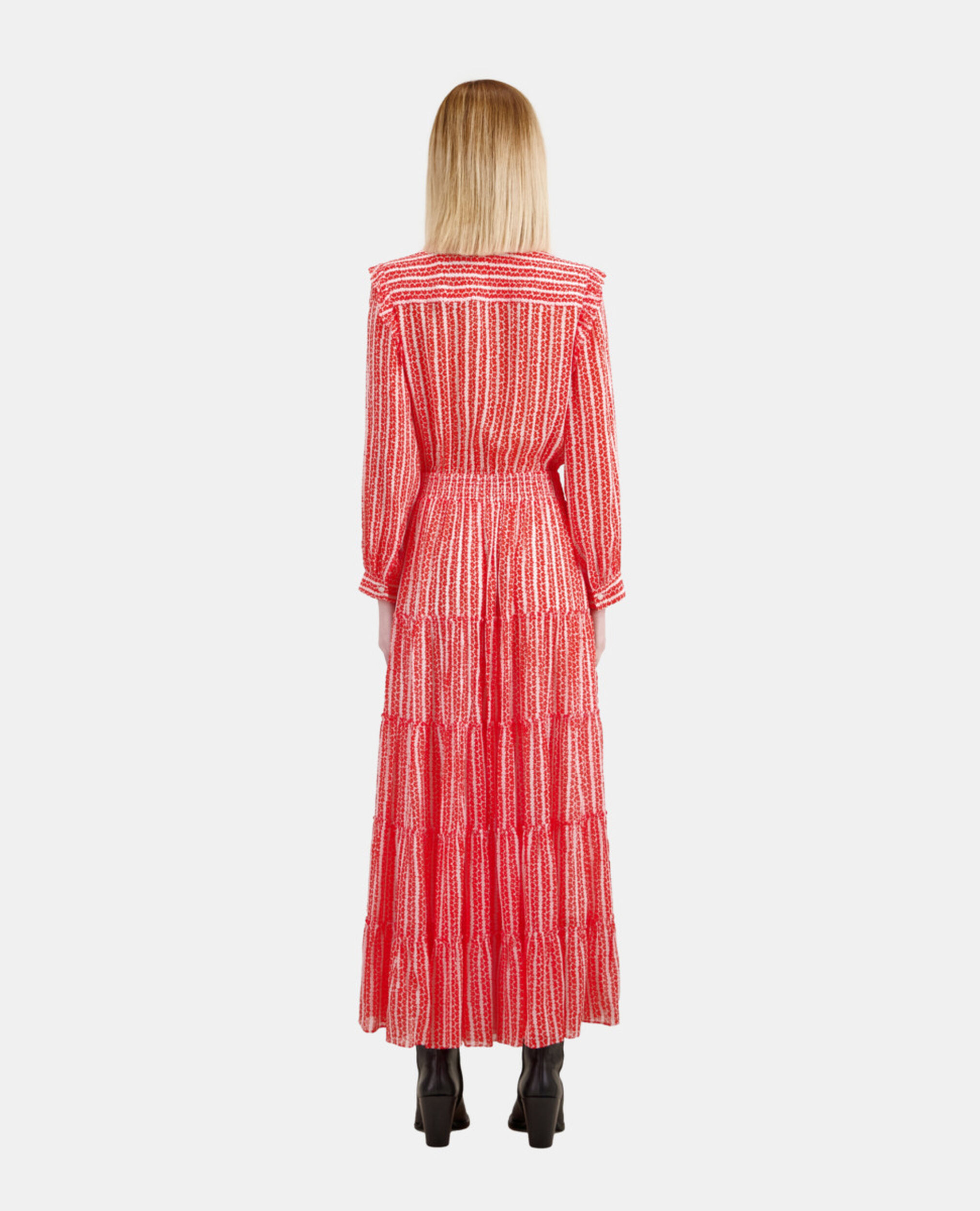 Vestido largo estampado volantes, RED WHITE, hi-res image number null