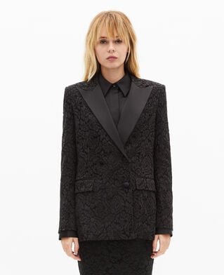 The Kooples F BLACK black lace suit jacket