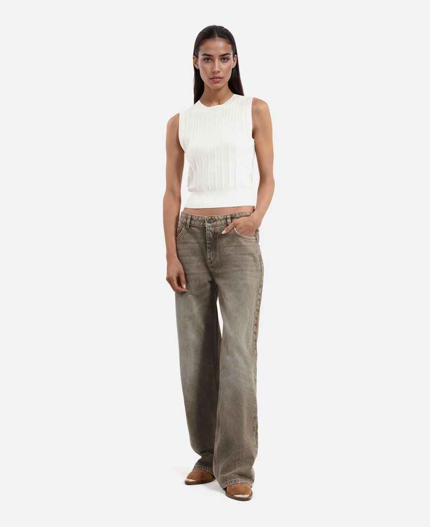 The Kooples DAMEN OLIVE weite olivfarbene jeans
