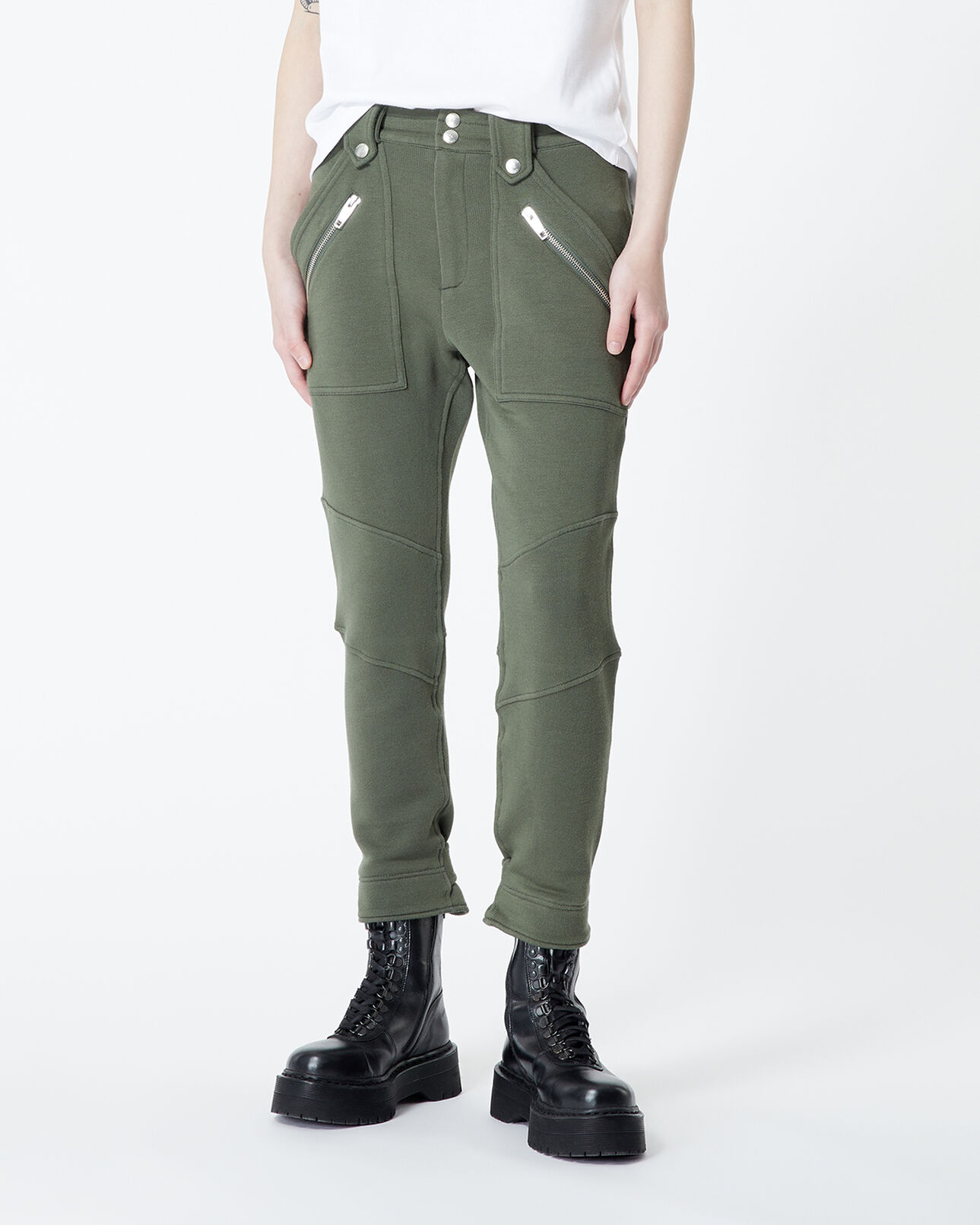 The Kooples FEMME KAKI jogging kaki façon cargo à détail zippé