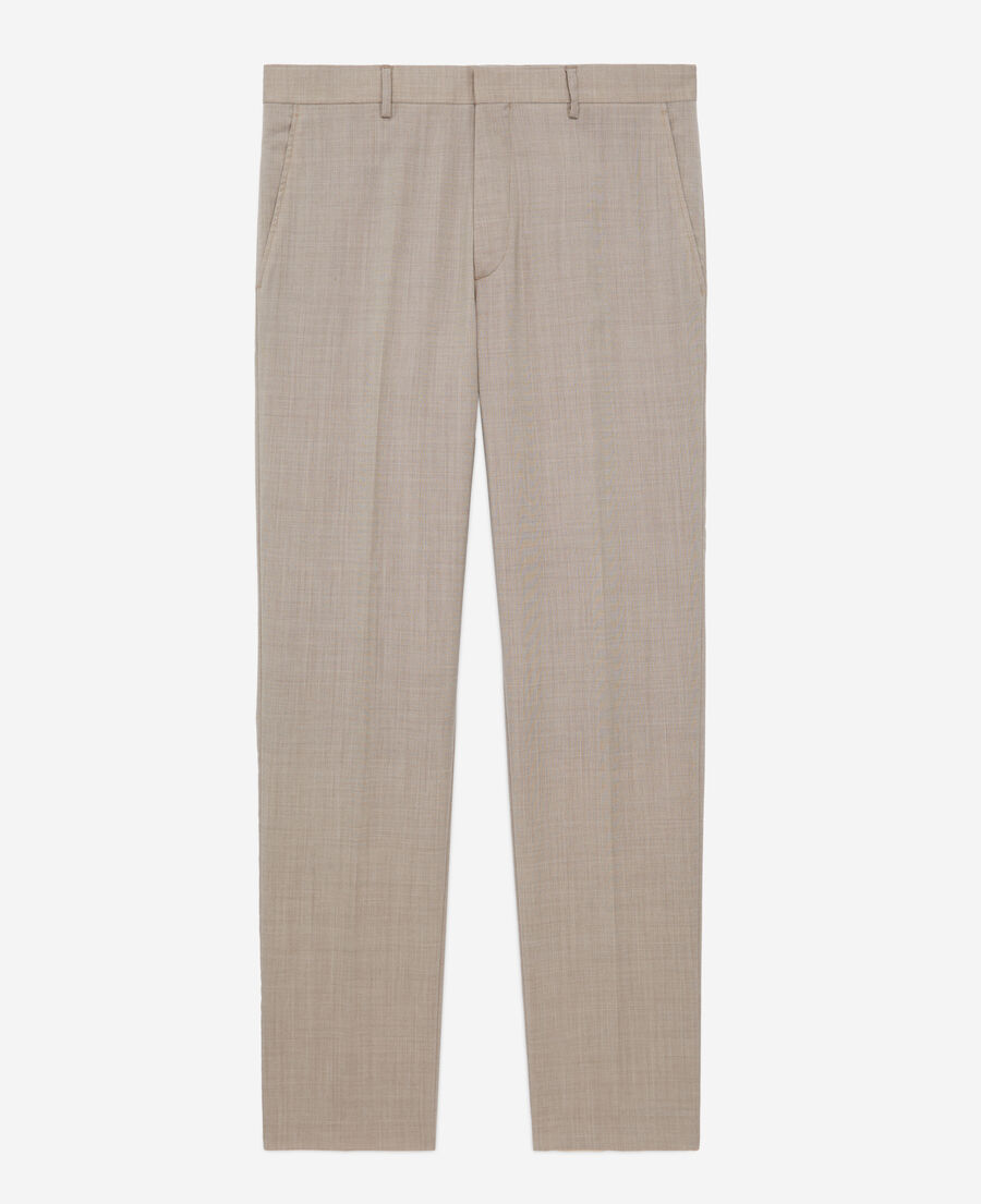 beige end-on-end wool suit pants