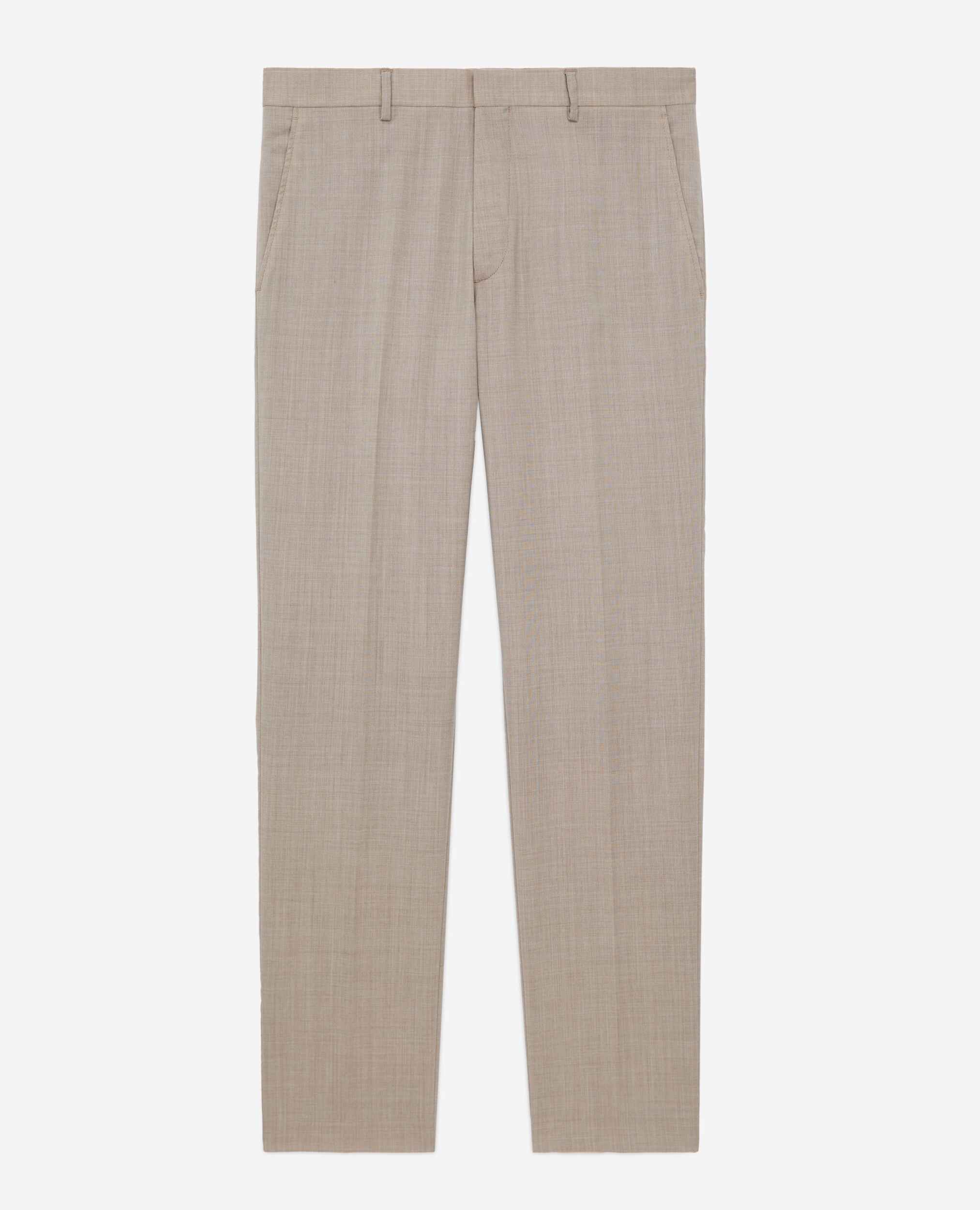 Beige end-on-end wool suit pants, BEIGE MELANGE, hi-res image number null