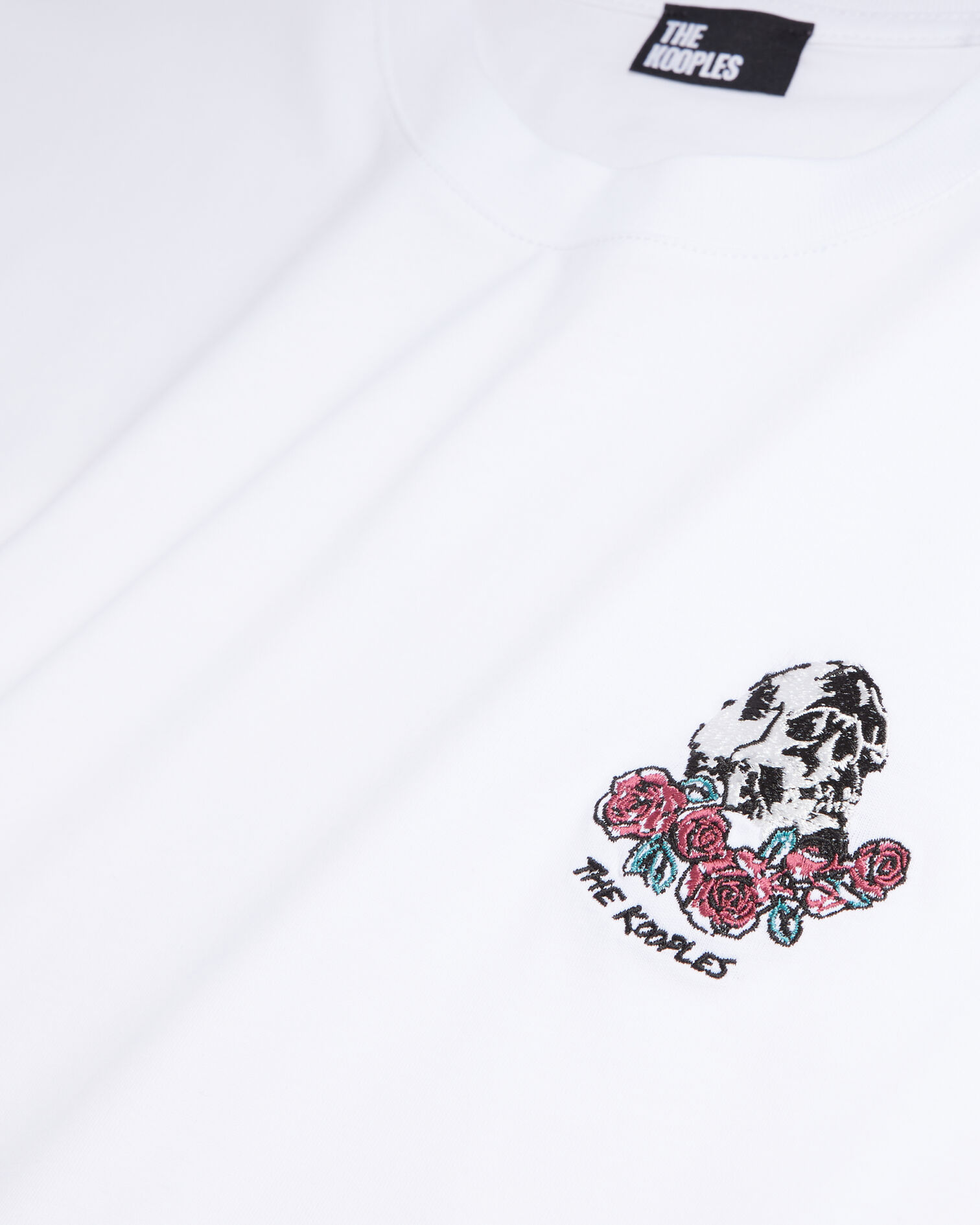 T-shirt blanc avec broderie Vintage skull, WHITE, hi-res image number null
