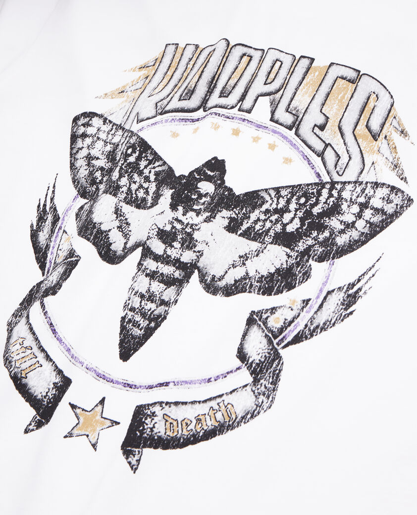 The Kooples MEN WHITE white t-shirt with skull butterfly serigraphy