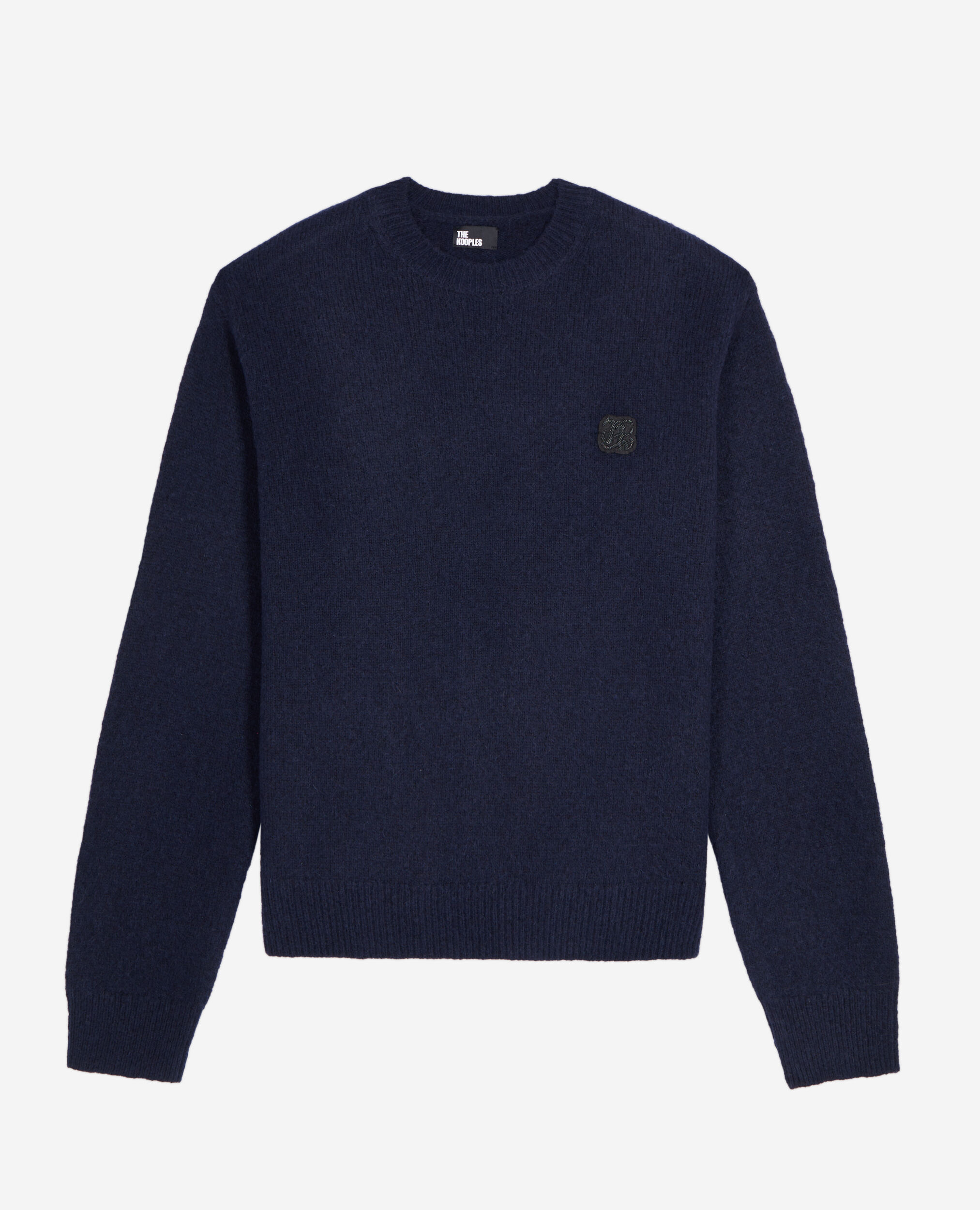 Navy blue wool and alpaca blend sweater, NAVY, hi-res image number null