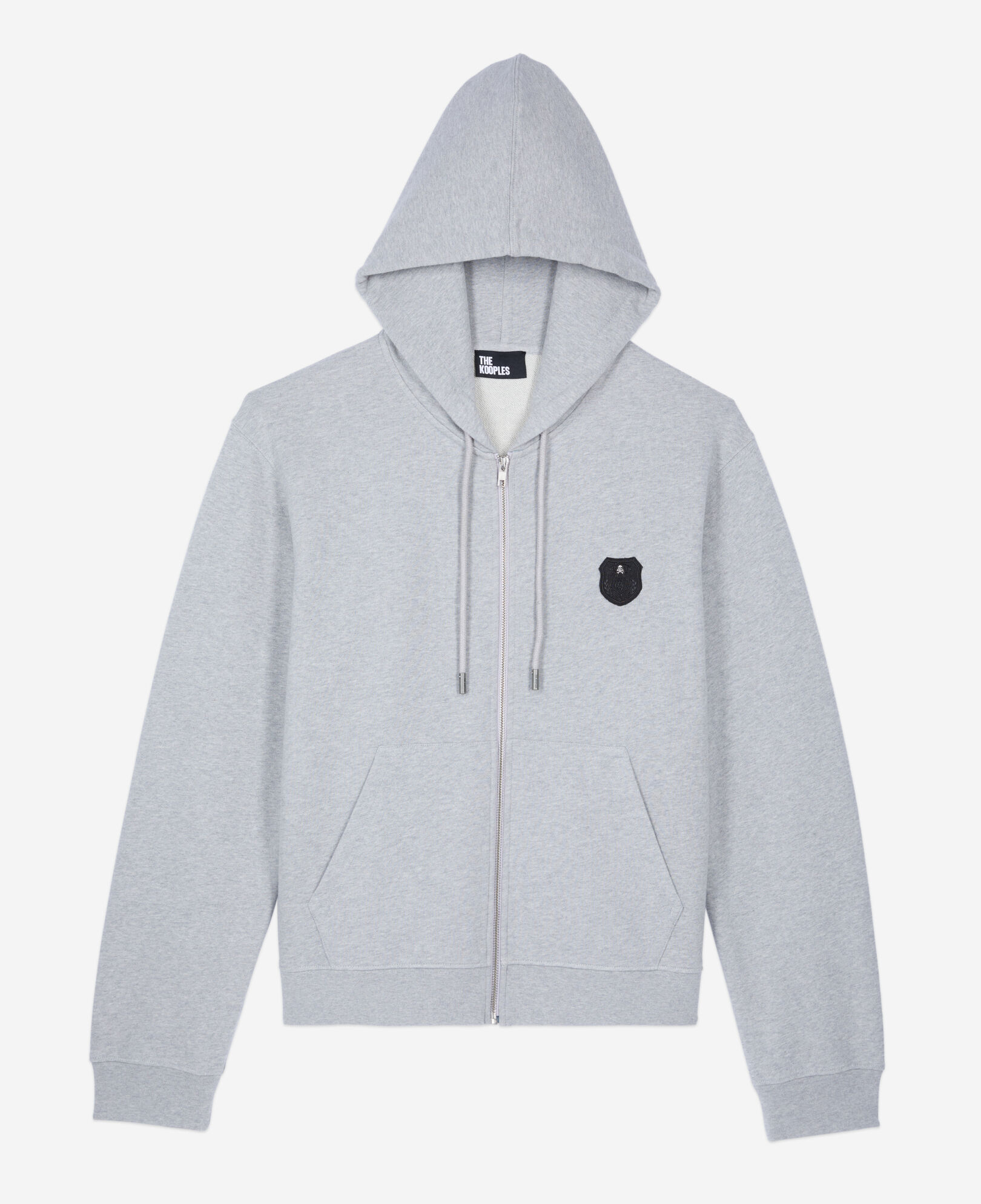 The Kooples HOMME GREY MELANGE sweatshirt à capuche blason gris