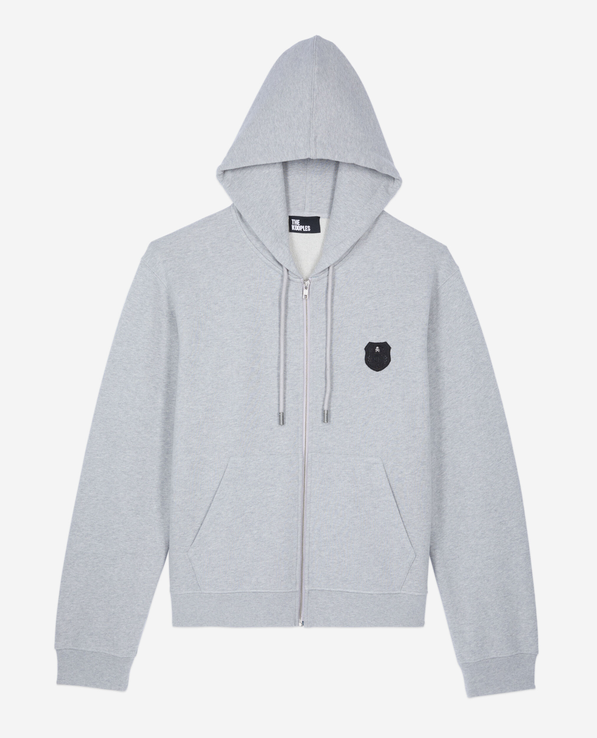 Sweatshirt à capuche Blason gris, GREY MELANGE, hi-res image number null