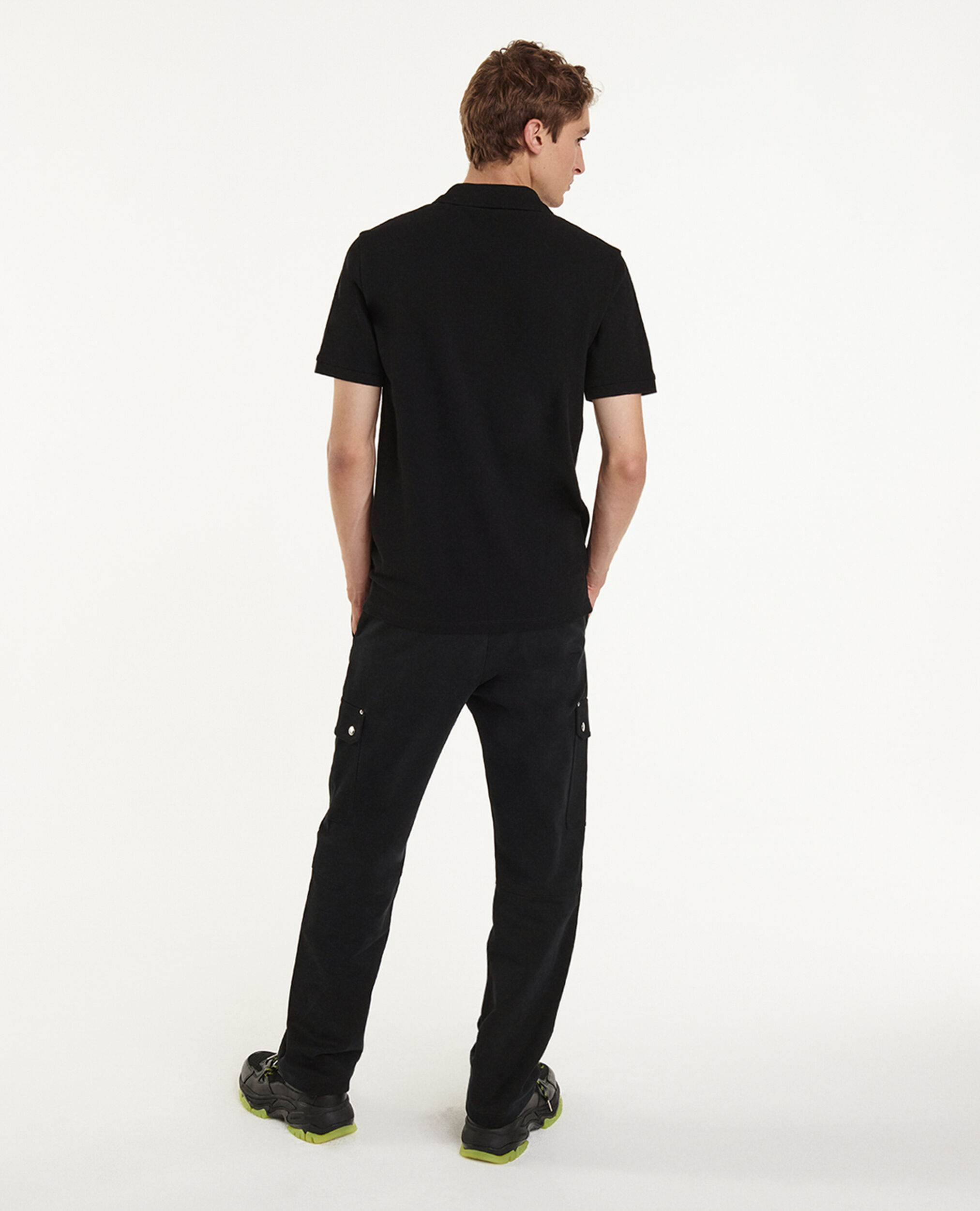 Black cotton polo with monogram logo, BLACK, hi-res image number null