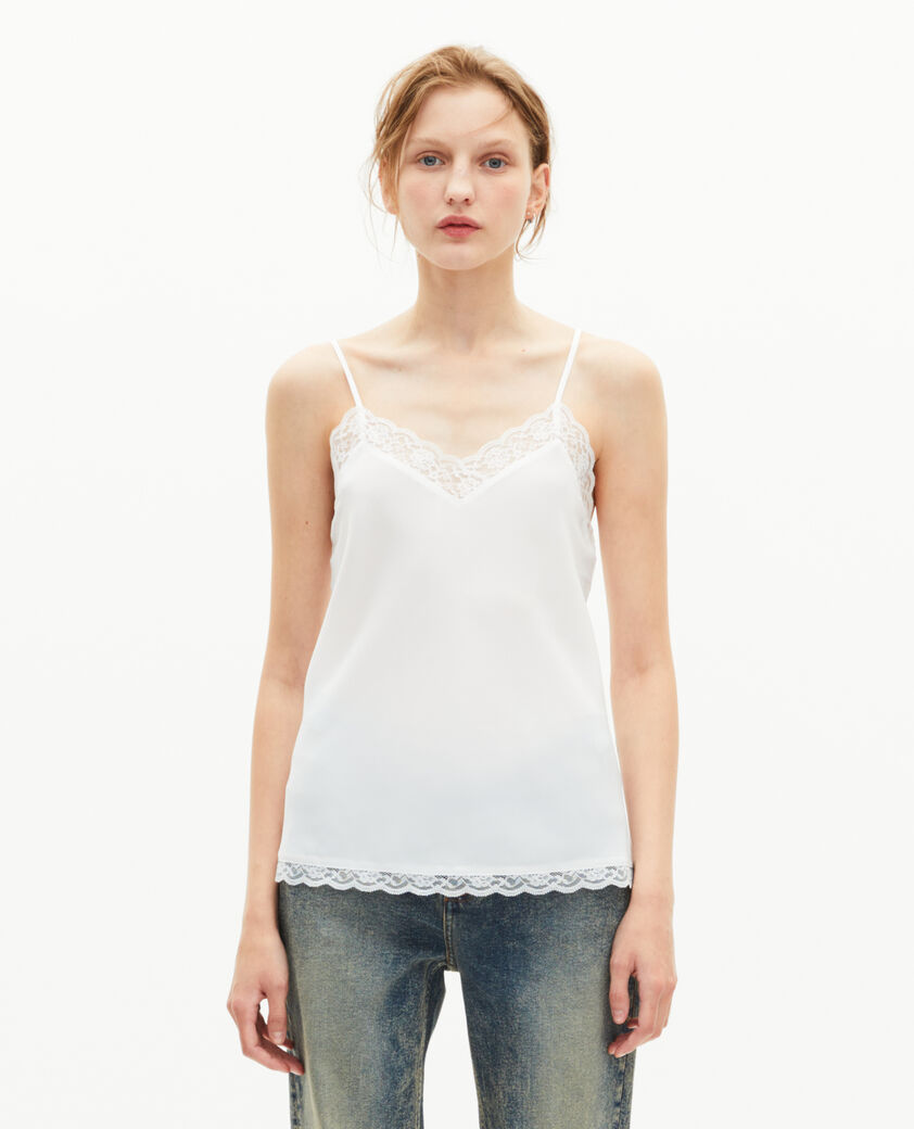 The Kooples DAMEN ECRU ecrufarbenes camisole aus seide und spitze