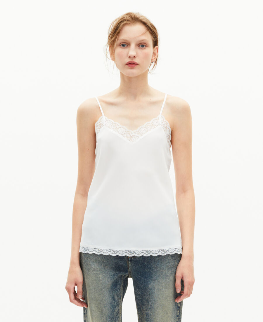 The Kooples WOMEN ECRU ecru silk and lace camisole