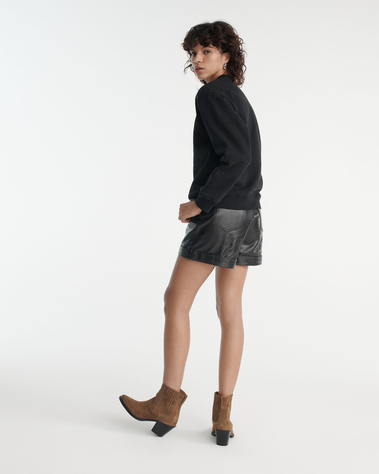 The Kooples DAMEN BLACK schwarzes sweatshirt mit logo