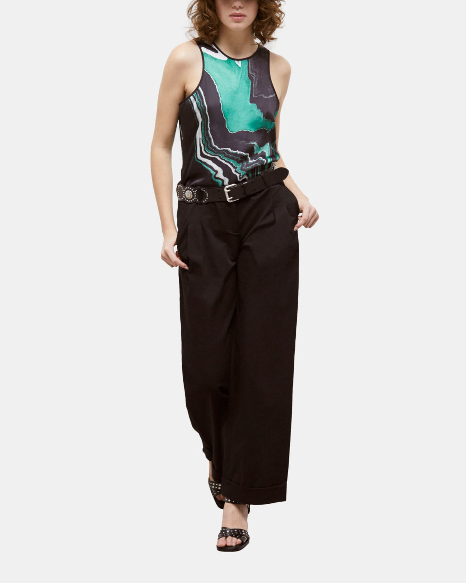 Printed top, BLACK / GREEN, hi-res image number null