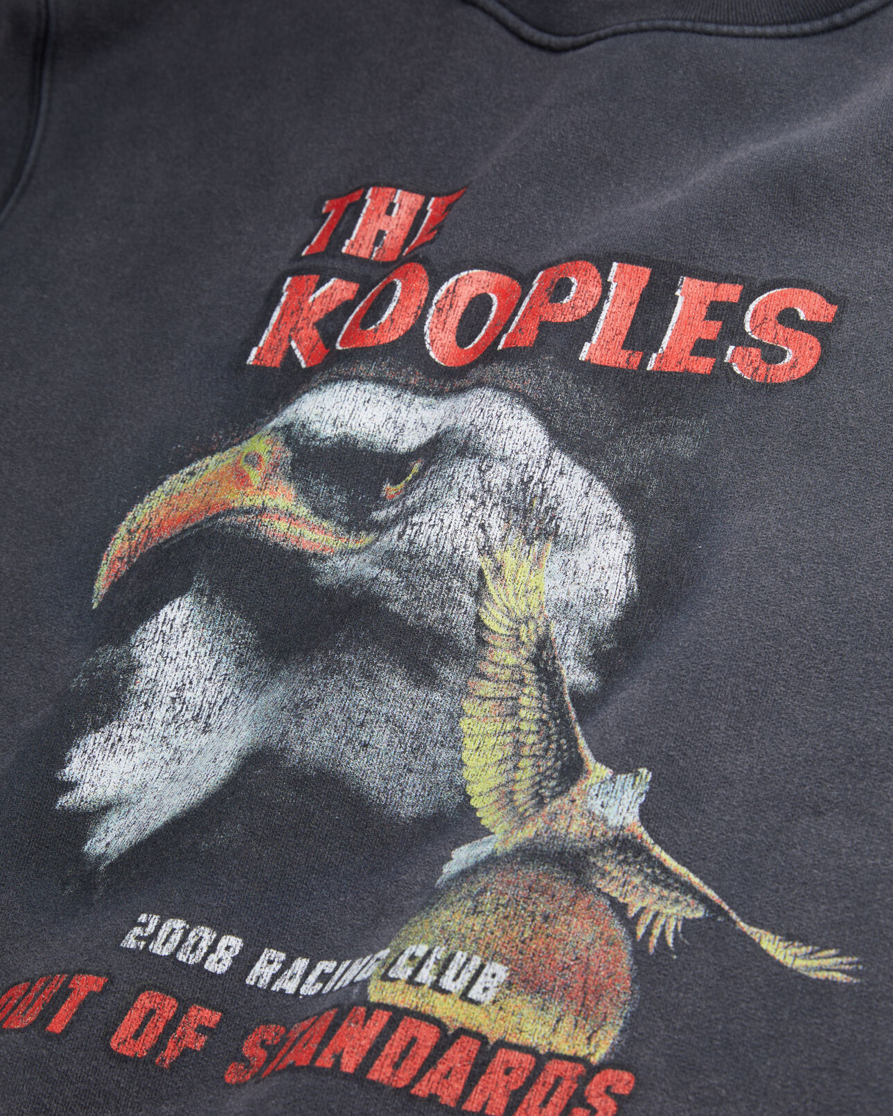 The Kooples MEN BLACK WASHED black sweatshirt with eagle screen print