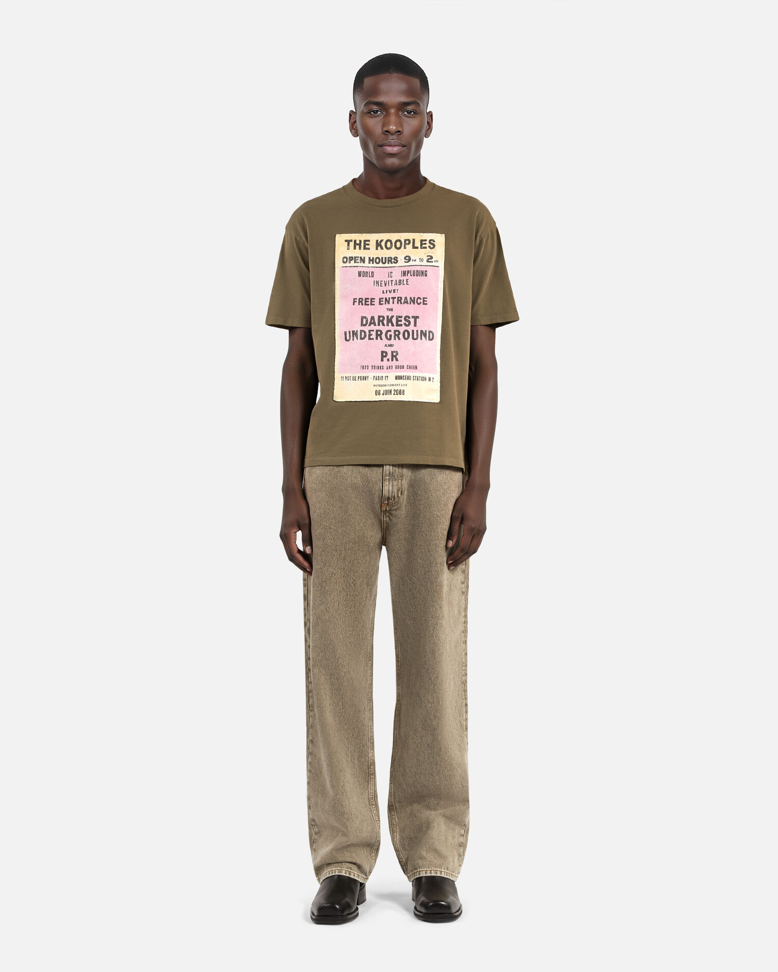 T-shirt avec sérigraphie kaki, OLIVE KAKI, hi-res image number null