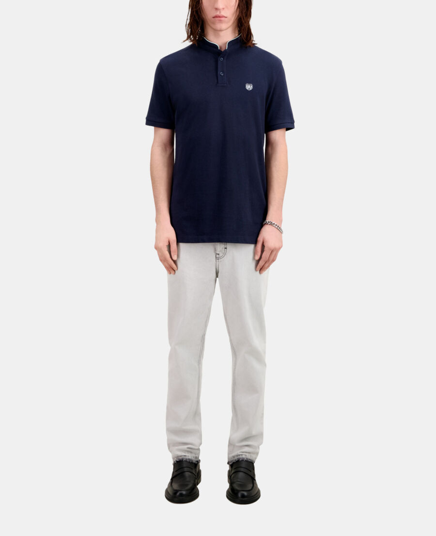 navy blue cotton polo t-shirt
