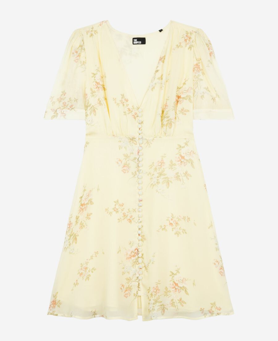 The Kooples FEMME YELLOW robe courte imprimé fleuri jaune