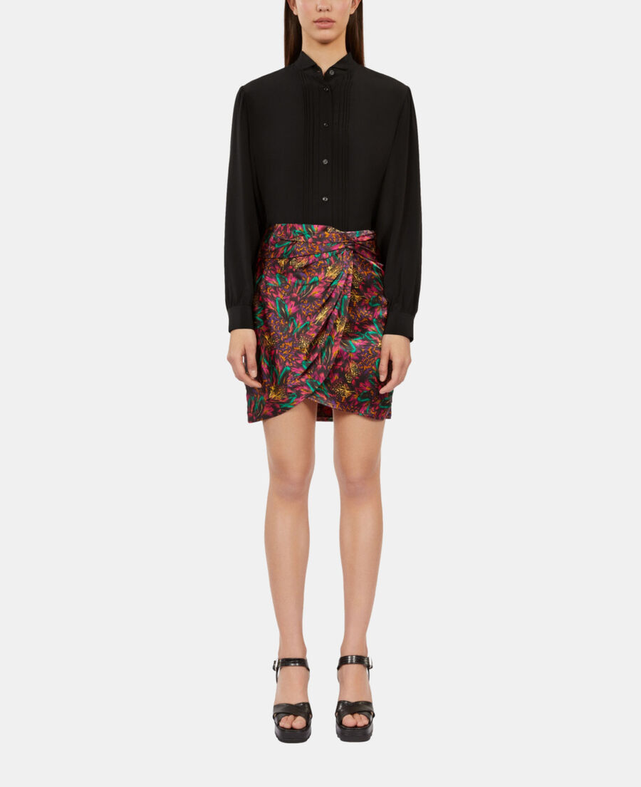 The Kooples WOMEN BLACK black silk shirt with pleating