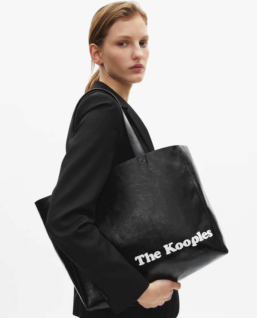 The Kooples MUJER BLACK bolsa de la compra efecto piel negra