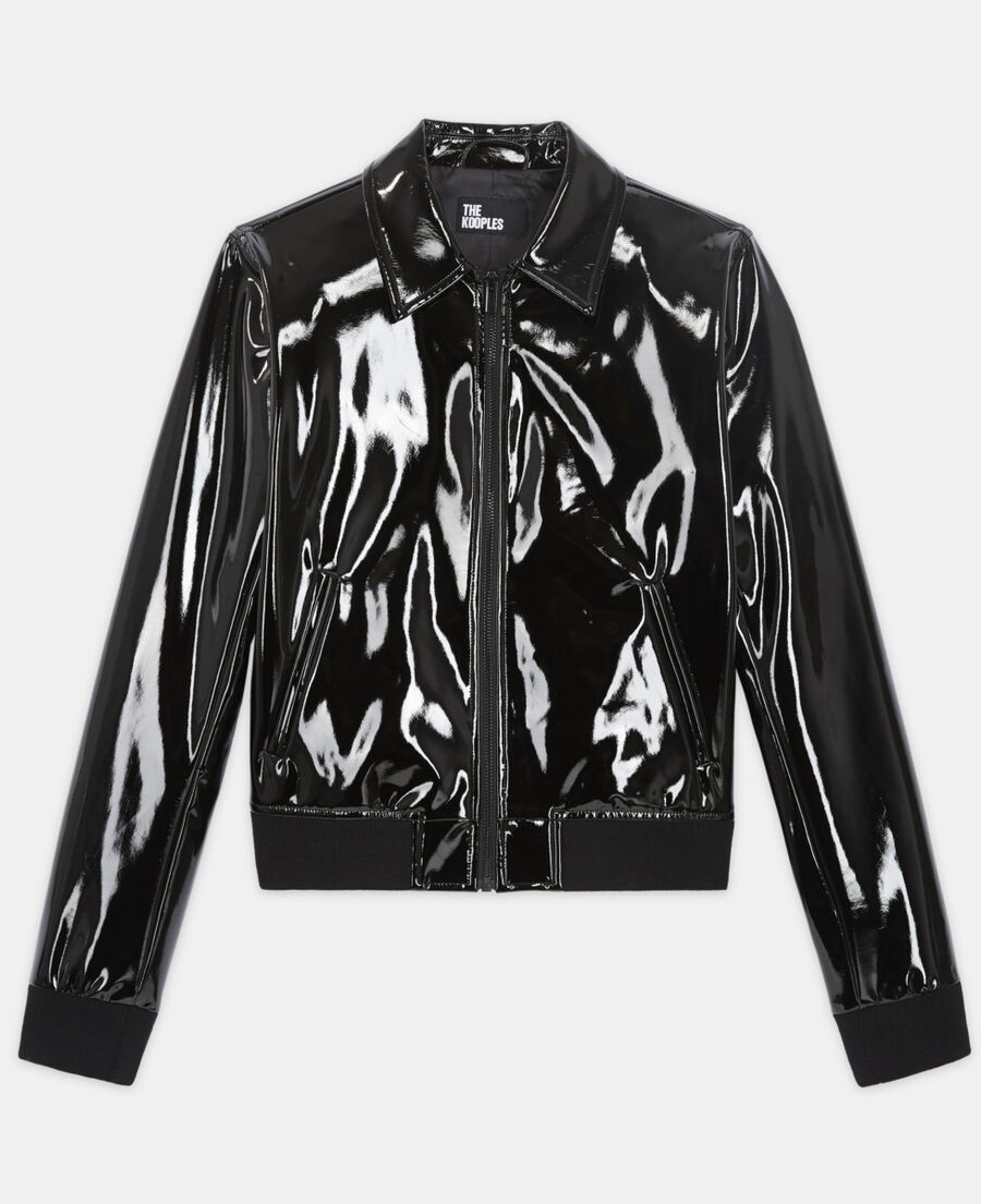 short black vinyl jacket
