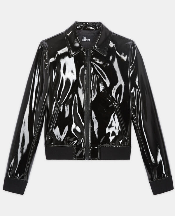 short black vinyl jacket