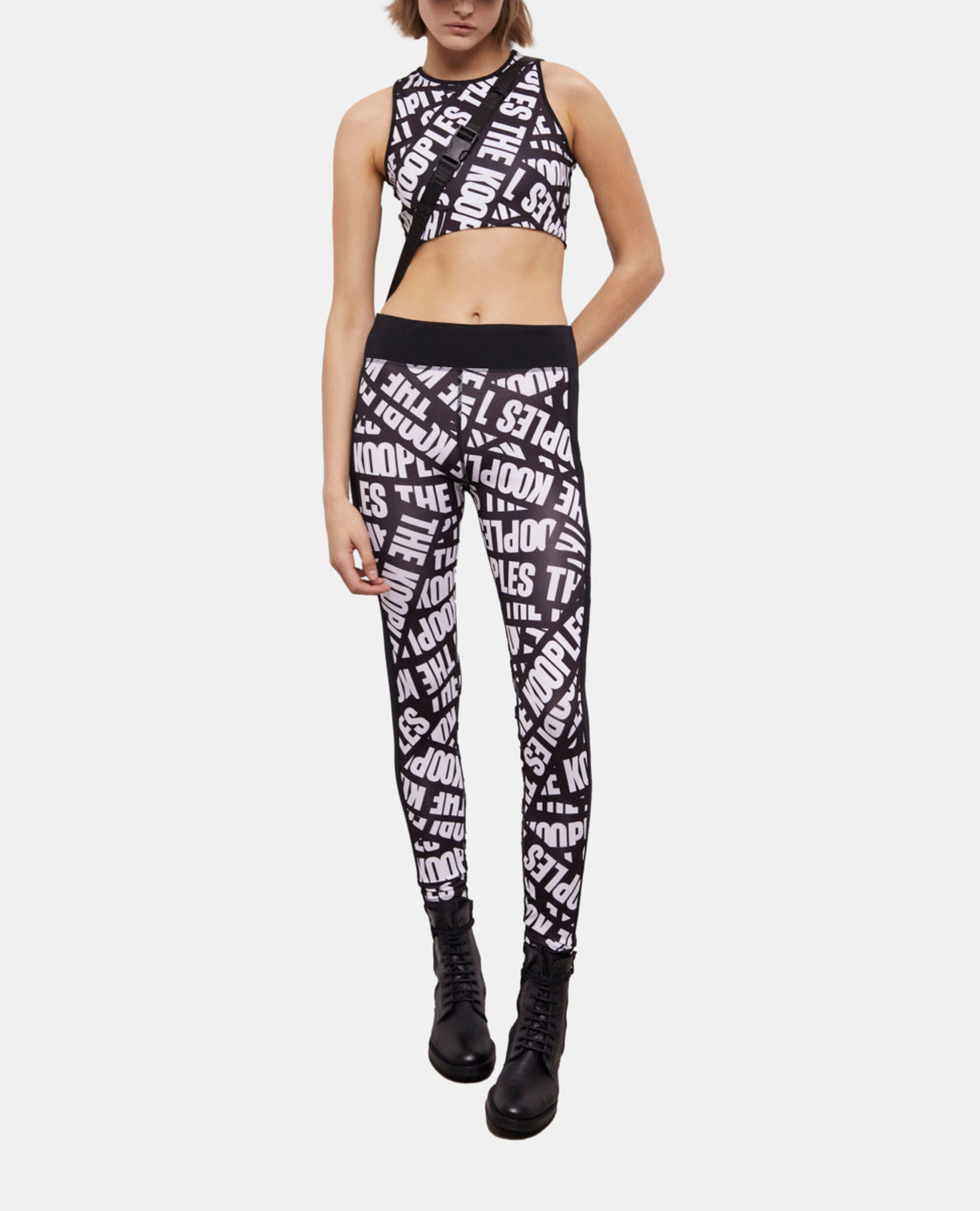 Short bra with Tape logo, BLACK / WHITE, hi-res image number null