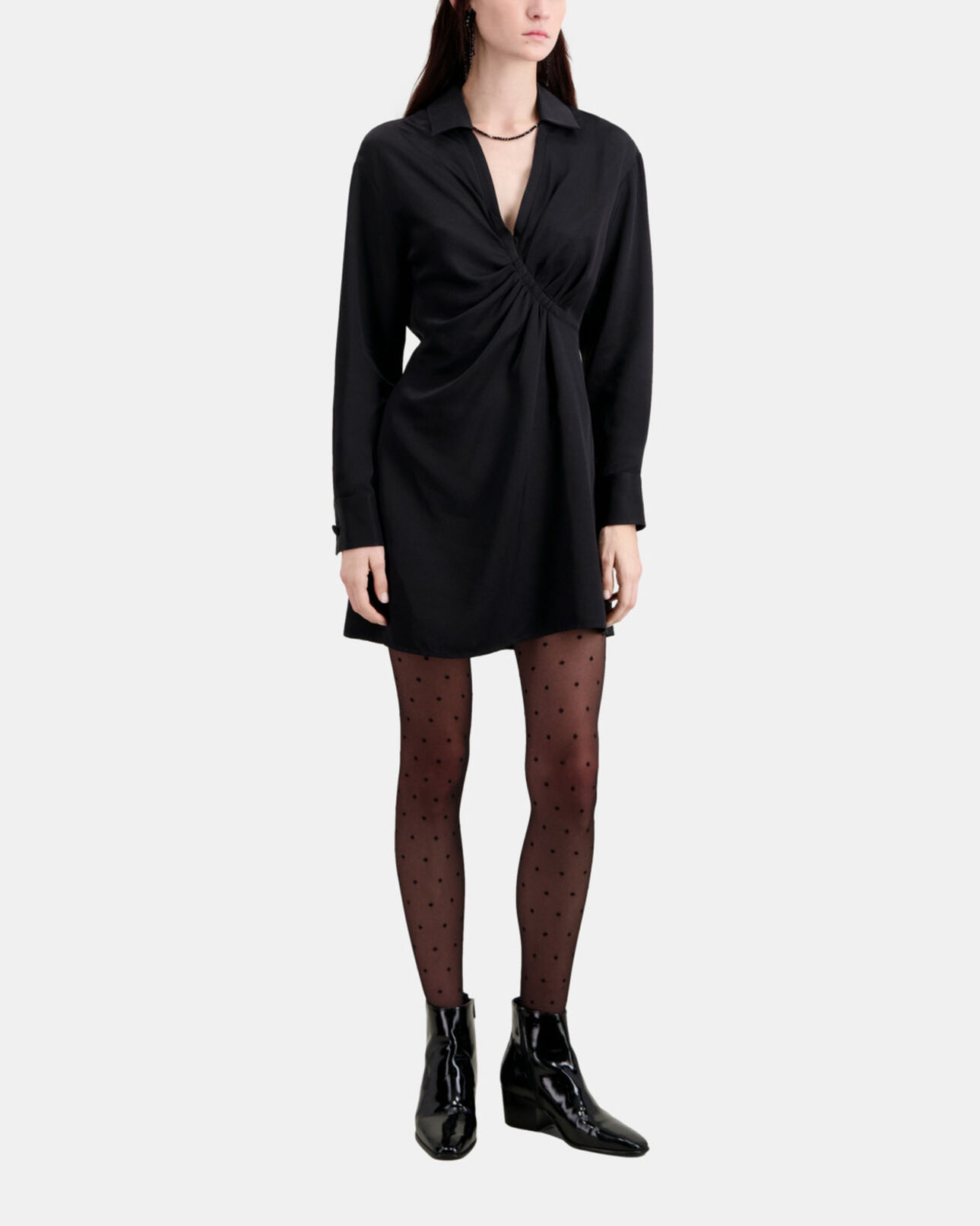 The Kooples WOMEN BLACK short black dress with draping