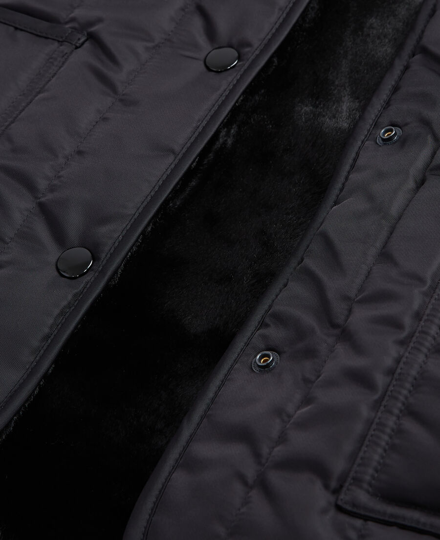 black reversible faux fur jacket
