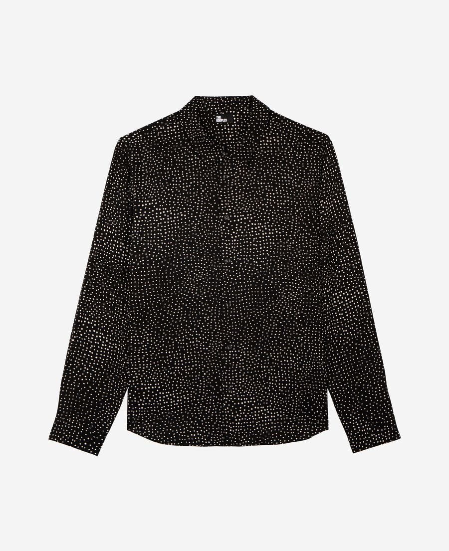 The Kooples MEN BLACK WHITE white and black micro dot print shirt