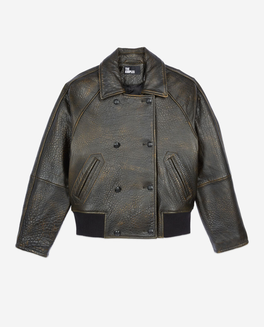 The Kooples WOMEN DARK BROWN brown leather jacket