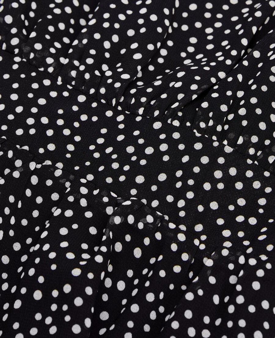 The Kooples FEMME BLACK WHITE robe courte à pois noire