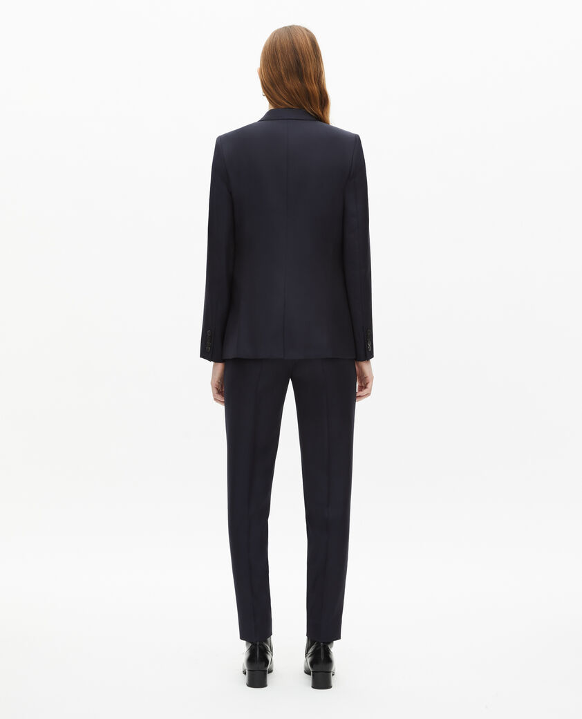 The Kooples FEMME NAVY veste tailleur en laine coupe cintr&eacute;e bleu marine