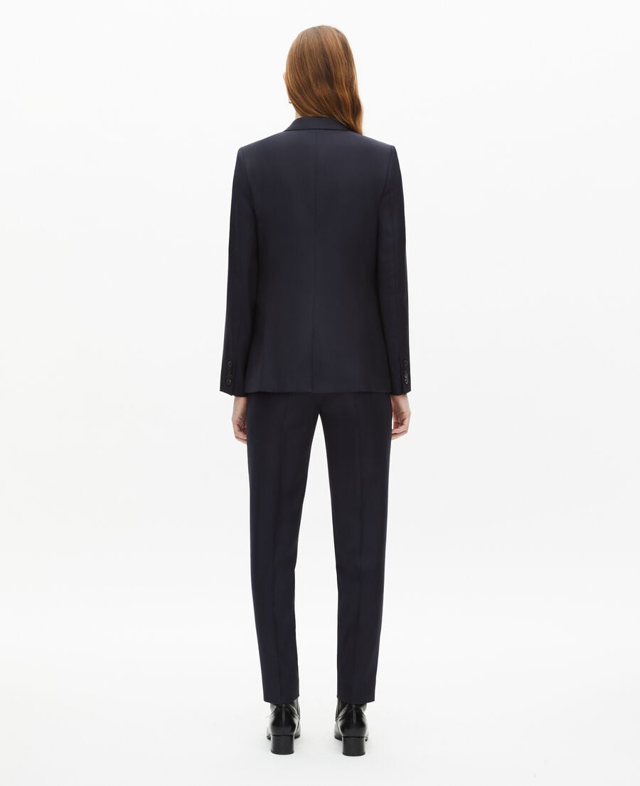 The Kooples FEMME NAVY veste tailleur en laine coupe cintr&eacute;e bleu marine