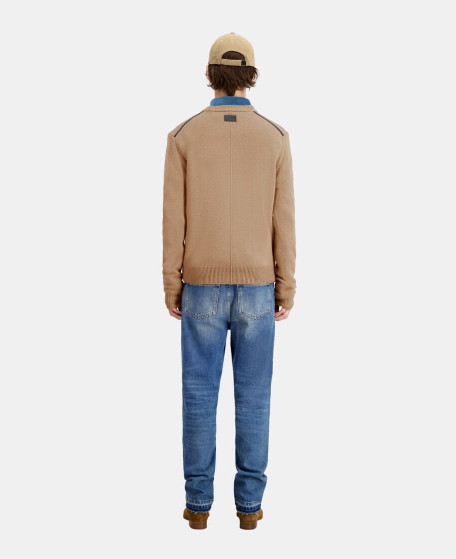 The Kooples HOMME BROWN-BEIGE pull marron en laine