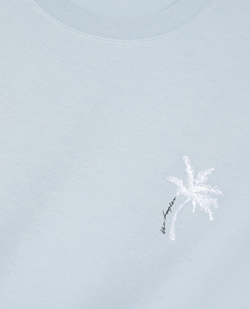 The Kooples MEN LAVENDER sky blue t-shirt with palm tree embroidery