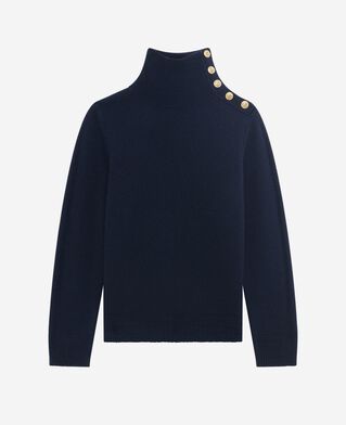 The Kooples DAMEN NAVY pullover mit stehkragen aus marinefarbener wolle